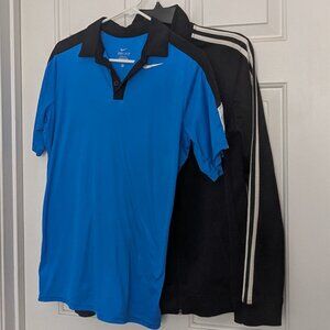 Set 2 Boy's  Nike Polo T-Shirts & Adidas Jacket  Size XL Blue / Black .